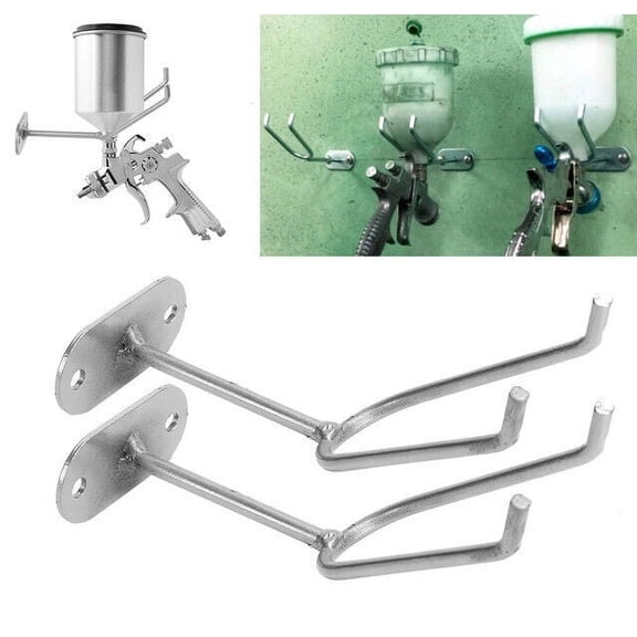 2 Paint Spray Gun Holder Stand for Gravity Feed Cup HVLP Wall Mounted Hook Booth