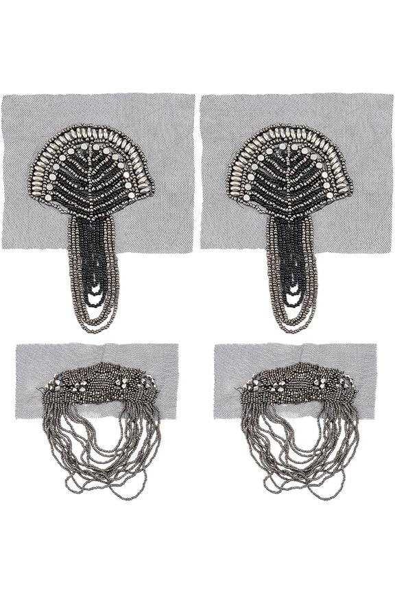 2 Pair 2 Styles Punk Tassel Epaulette Detachable Iron Rivet Shoulder Epaulet Pin Badge Gunmetal Shoulder Insignia with Glass Beads for DIY Man Woman Leather Jacket Windbreaker Coat