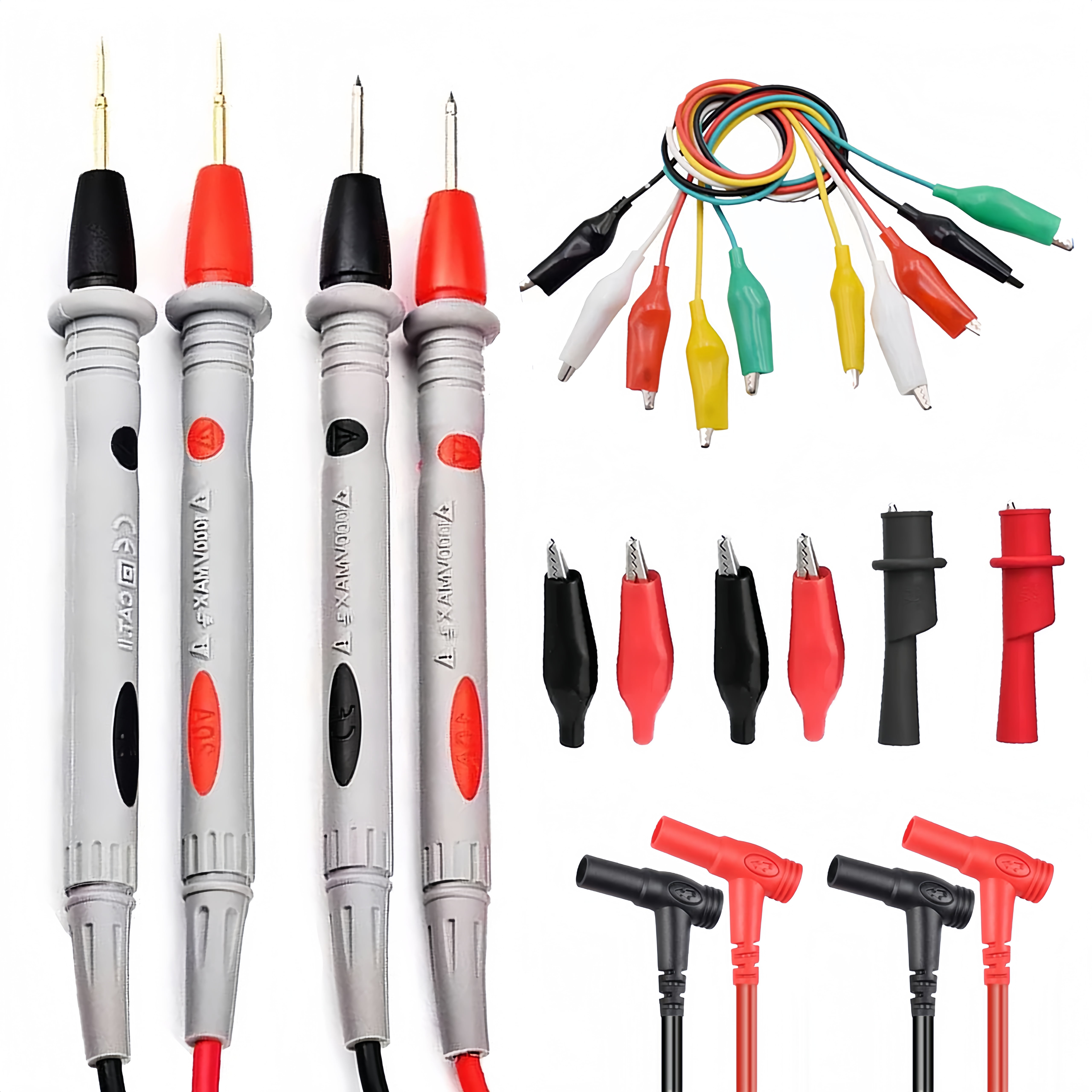 2 Pair-20A Digital Multimeter Probes PVC Cable Pin Tip Universal Test ...