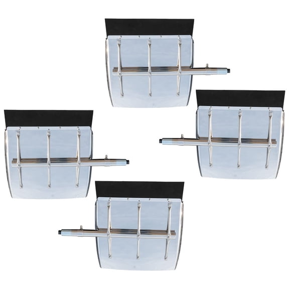 2 Pair 24" x 24" Stainless Steel Full-Brace Quarter Fender Set for 18-Wheelers & Semi Trailers Left & Right, Polished Finish with Mounting Kit & Support Rods