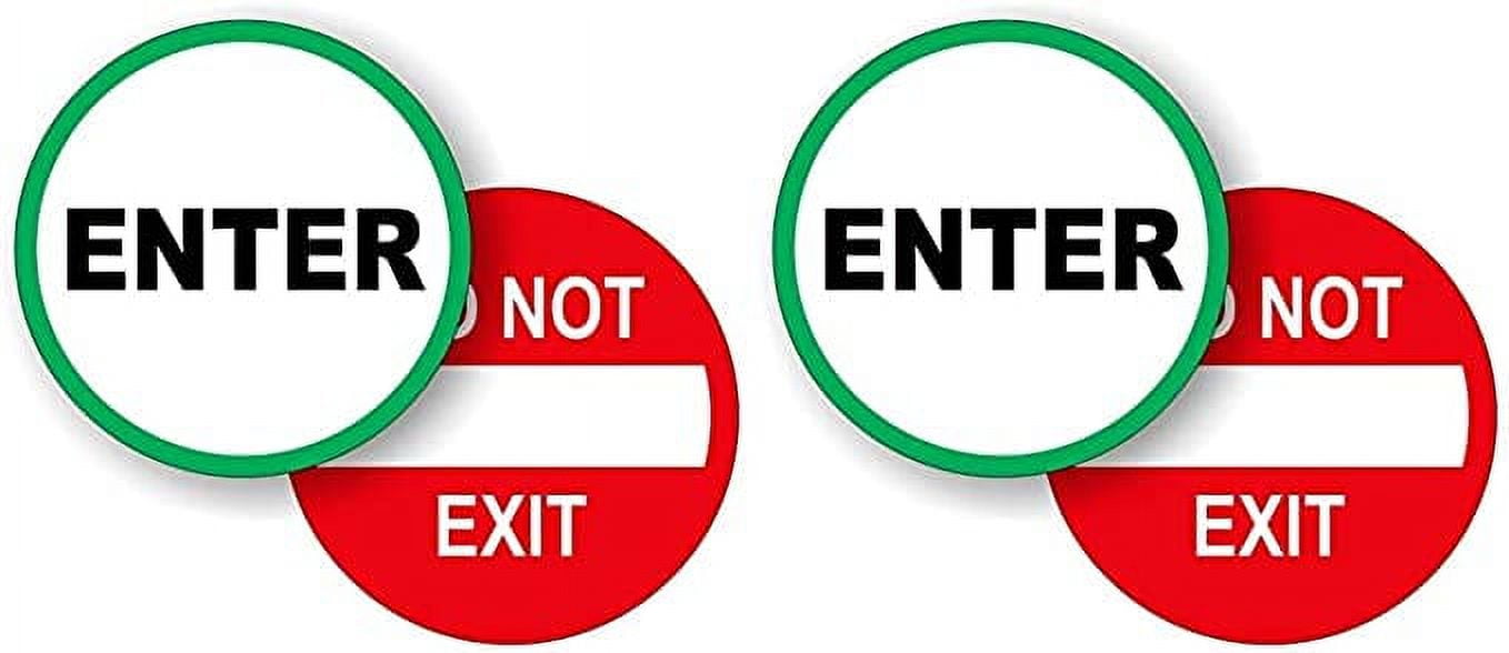 (2 Pair - 4 pcs) 5-inch Round Enter and DO NOT EXIT Vinyl Door Decals ...