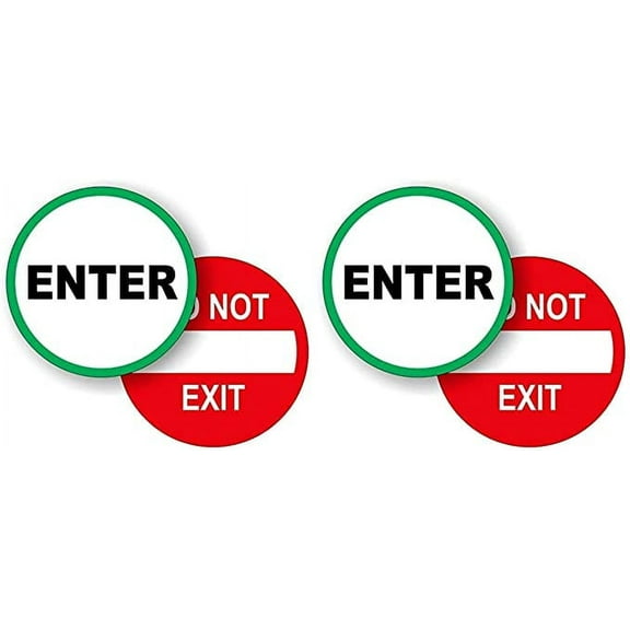 (2 Pair - 4 pcs) 5-inch Round Enter and DO NOT EXIT Vinyl Door Decals | Weatherproof Stickers | Glass Entry Labels Handicap Automatic Door Business Home Office Retail Store Signs