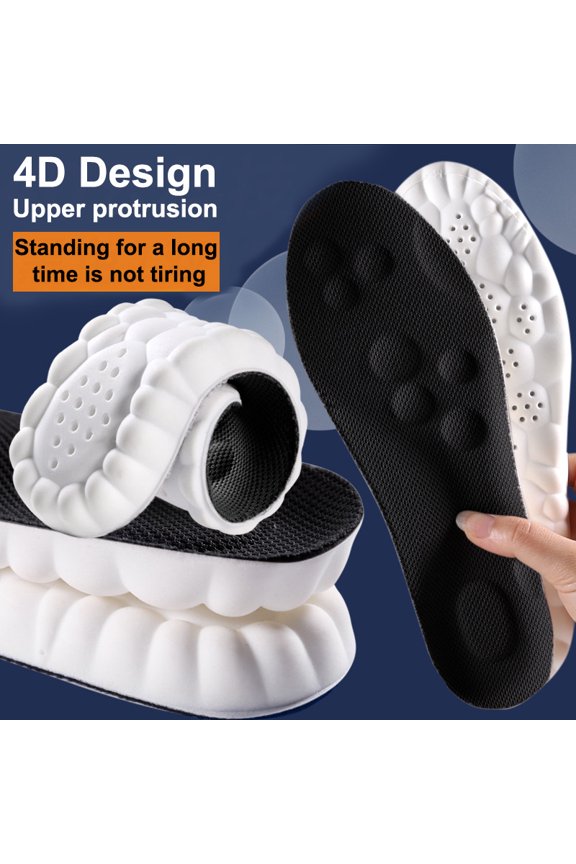 2 Pair 4D Cloud Soles for Men & Women,Latex Sport Insoles Soft High Elasticity Shoe Pads Orthotic Breathable Deodorant Shock Absorption Cushion Arch Support Insole