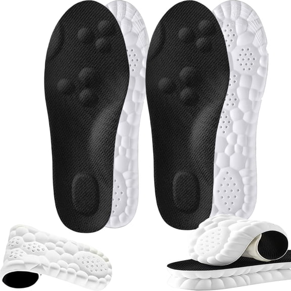 2 Pair 4D Cloud Soles for Men & Women, Super Soft Comfort Insoles, U-Shape Memory Foam Insoles, 4D Cloud Technology Insole for Women, Shock-Absorbing Foot Support Insoles