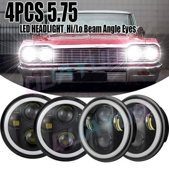 2 Pair 5-3/4" 5.75" LED Headlights Hi/Lo Beam Bright For Chevy Corvette Chevelle