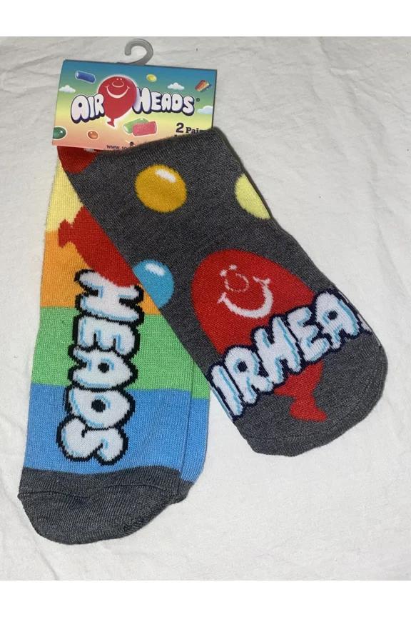 2 Pair AIRHEADS Candy Adult Unisex Novelty Low Cut Socks One Size