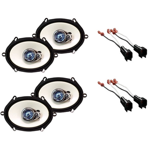 2 Pair Absolute HQ573 5x7" 3-Way Front & Rear Speakers Fit Ford F250/F350 00-12