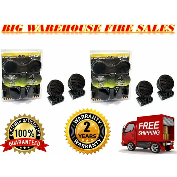 2 Pairs 800 Watt Super Car Stereo Component Dome Tweeters Audio Speakers