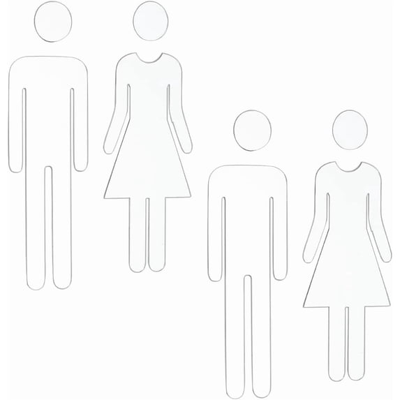 2 Pair Acrylic TOILET Sign Stickers Public Toilet Sign for Wall Door ...