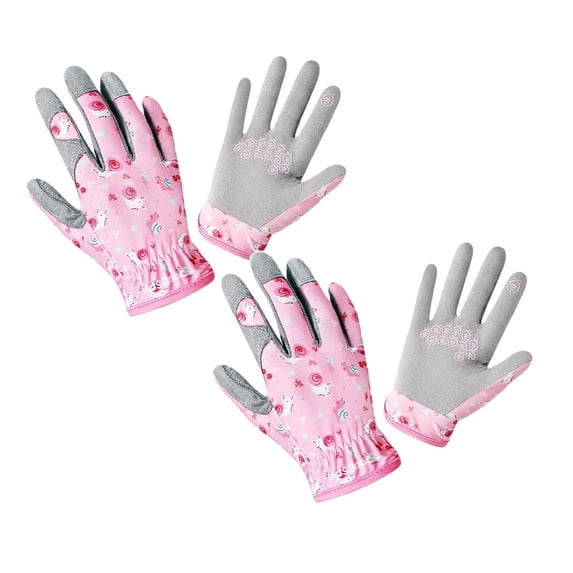 2-Pair Age 6-9 Kids Gardening Gloves,6.5IN Children Yard Work Gloves,Soft Safety Outdoor Playing Gloves