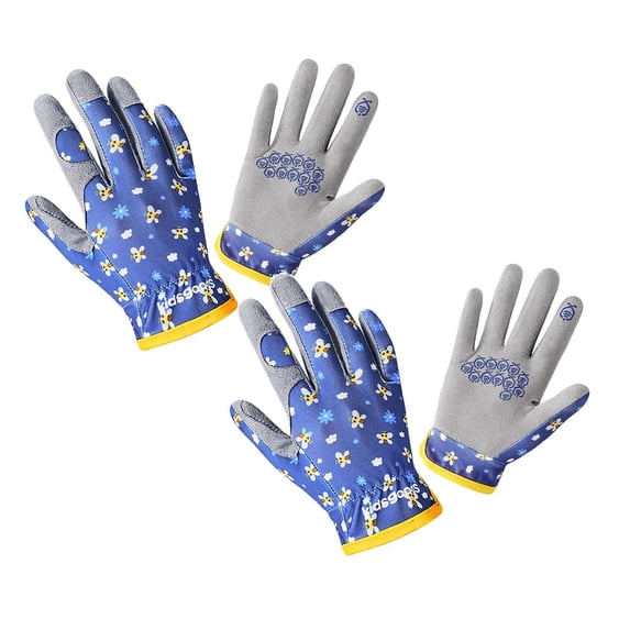 2-Pair Age 6-9 Kids Gardening Gloves,6.5IN Children Yard Work Gloves,Soft Safety Outdoor Playing Gloves