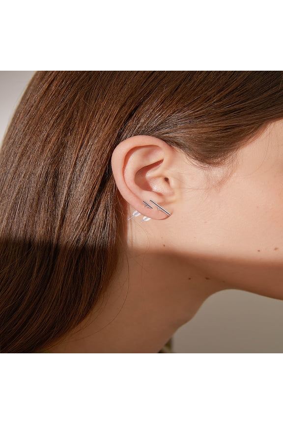 2 Pair Alloy Stick Stud Earrings Minimalist Flatback Stud for Women Birthday Festival Elegant Gifts Personalized Jewelry 6x1.5mm and 12x1.5mm DIY