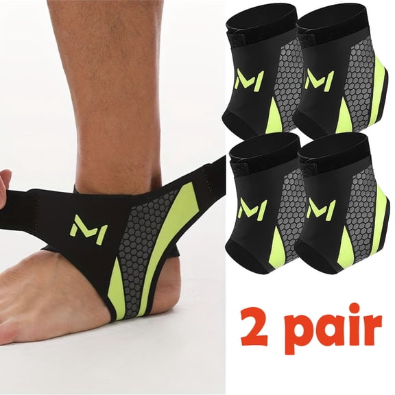 2 Pair Ankle Brace Compression Support Stabilizer for Men Women, Ankle Support with Adjustable Wrap for Sports Training & Daily Activity, Breathable Neoprene Sleeve Sports Brace, Lightweight - Green