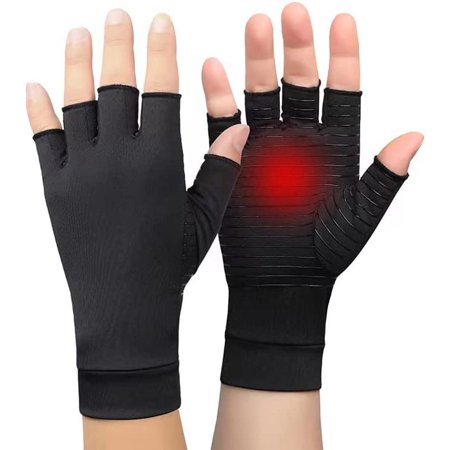 2 Pair Arthritis Gloves Half finger Compression Gloves Muscle pain RSI for Women Men Hand finger Support