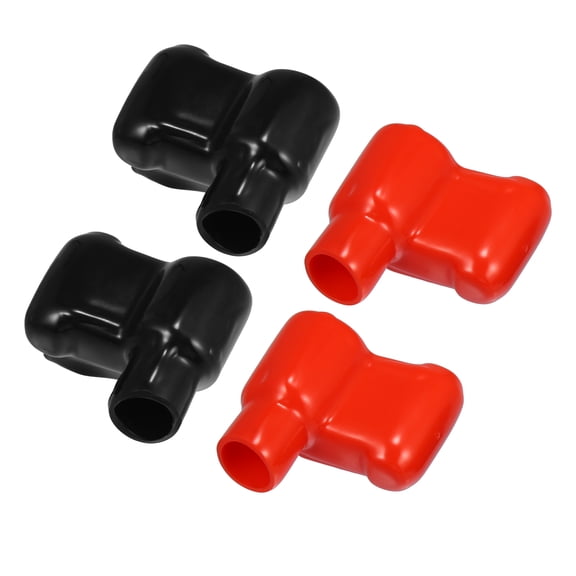 2 Pair Battery Terminal Cover Boot Protector Cable Lug Caps for Cars Boat 2.32"x1.61"x1.38" Black Red