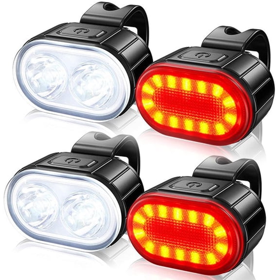 2 Pair Bike Light with Headlight Taillight USB Rechargeable Bicycle Front Rear Lamp MTB Brightness Front Light Rainproof Bicycle Flashlight