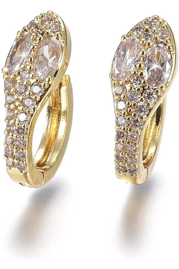 2 Pair Brass Snake Hoop Earrings Earrings Ornament with Micro Pave Cubic Zirconia Clear Snake Jewelry Making Earrings