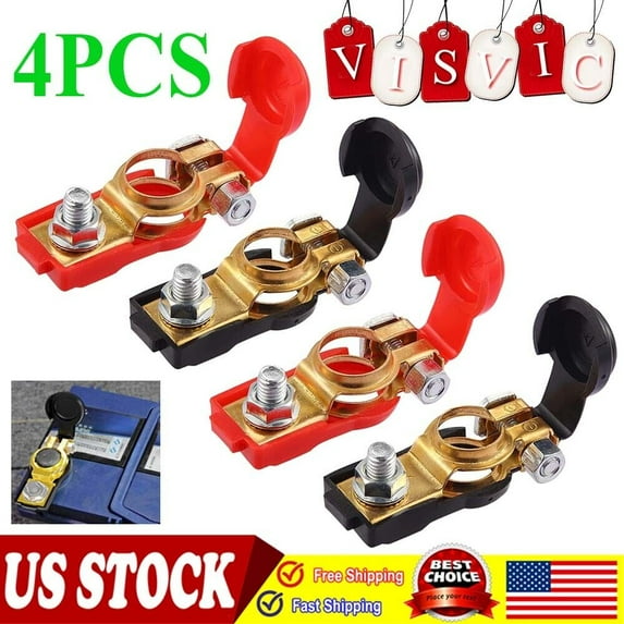 2 Pair Car Battery Terminal Connector Post Positive+Negative Poles Universal