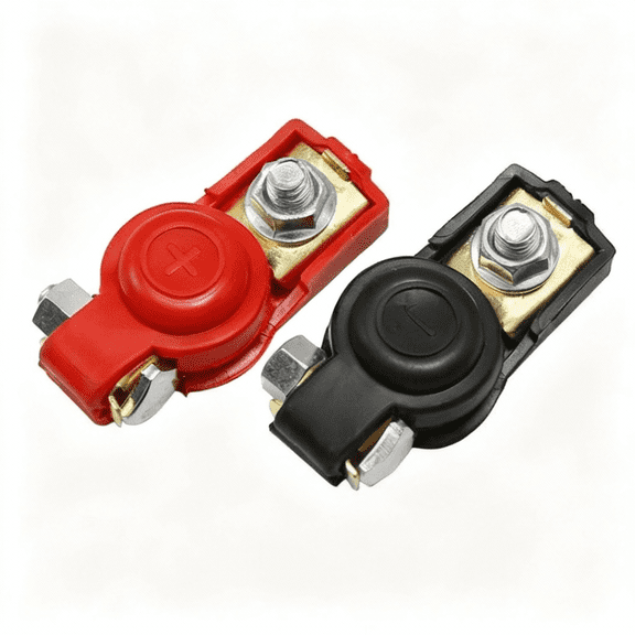 2-Pair Car Battery Terminal Connectors - Universal Positive Negative Posts