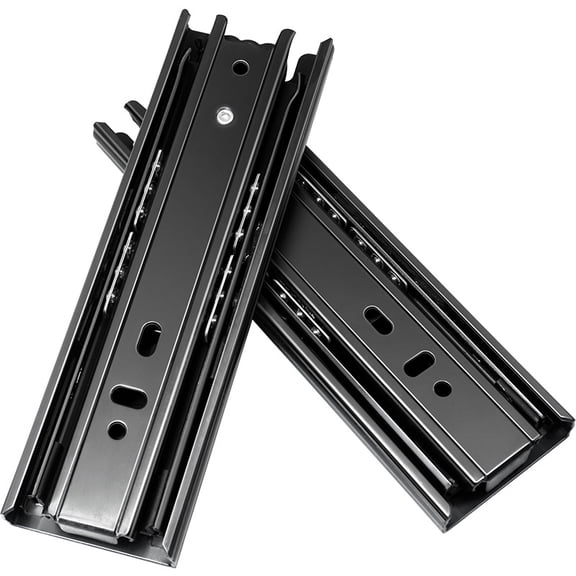 2 Pairs 8+6 Inch Full Extension Less Noise Drawer Slides all Bearing Side Mounted Drawer Slider Heavy Duty Drawer Slides, Black