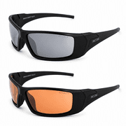 Epoch Eyewear Liberator Golf Sport Sunglasses 2 Pair Black Frame w/Smoke Lens & Amber Lens