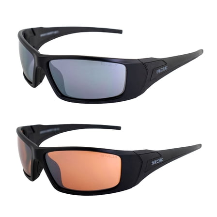 Epoch Eyewear Liberator Golf Sport Sunglasses 2 Pair Black Frame w/Smoke Lens & Amber Lens