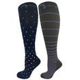 thumbnail image 1 of 2 Pair Extra Soft Moderate Graduated Compression Socks 15-20 mmHg. Nurses, Running, Travel Knee-High Socks, Mens and Womens Comfort Blend: Size Large, 1 of 4
