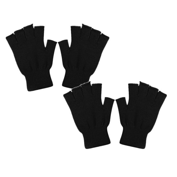 2 Pair Fingerless Gloves for Women Men Work Gloves Winter Half Finger Touchscreen Warm Knit Stretchy Adults Gloves Exposed Fingertips Providing Warmth And Dexterity For Driving And Tasks