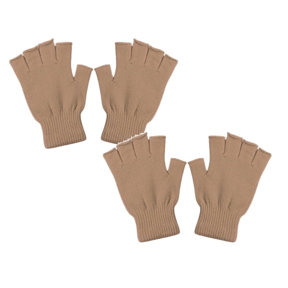 2 Pair Fingerless Gloves for Women Men Work Gloves Winter Half Finger Touchscreen Warm Knit Stretchy Adults Gloves Exposed Fingertips Providing Warmth And Dexterity For Driving And Tasks