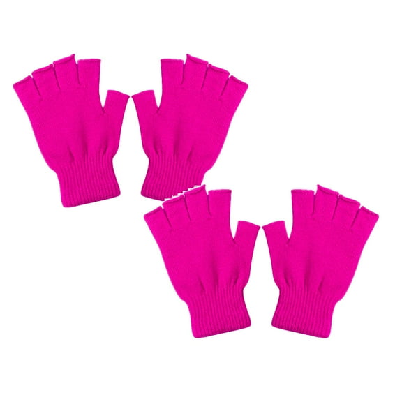 2 Pair Fingerless Gloves for Women Men Work Gloves Winter Half Finger Touchscreen Warm Knit Stretchy Adults Gloves Exposed Fingertips Providing Warmth And Dexterity For Driving And Tasks