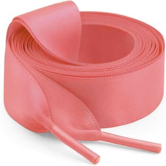 2 Pair Flat Satin Ribbon Shoelaces: 2cm Wide Silk Shoe Laces for Women - 47 inch / 120CM