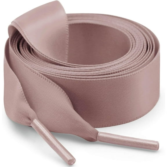 2 Pair Flat Satin Ribbon Shoelaces: 2cm Wide Silk Shoe Laces for Women - 47 inch / 120CM