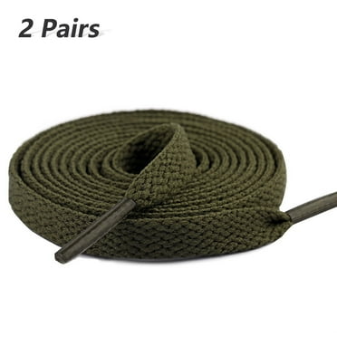 2 Pair Flat Shoe Laces for Sneakers, 29 Colors Shoelaces for Sneakers, Athletic Shoelaces in 6 Different Lengths, army green, 55" / 140cm