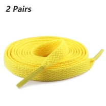 2 Pair Flat Shoe Laces for Sneakers, 29 Colors Shoelaces for Sneakers, Athletic Shoelaces in 6 Different Lengths, bright yellow, 55" / 140cm