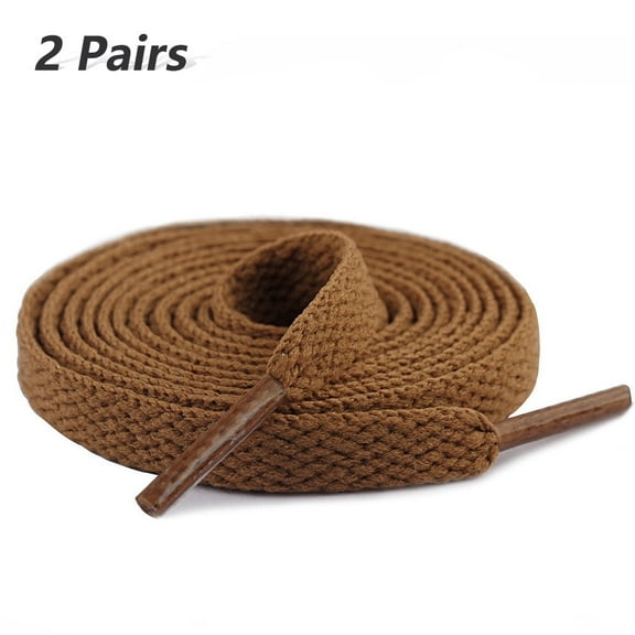 2 Pair Flat Shoe Laces for Sneakers, 29 Colors Shoelaces for Sneakers, Athletic Shoelaces in 6 Different Lengths, brown, 39" / 100cm