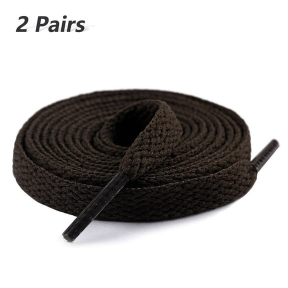 2 Pair Flat Shoe Laces for Sneakers, 29 Colors Shoelaces for Sneakers, Athletic Shoelaces in 6 Different Lengths, coffee, 47" / 120cm