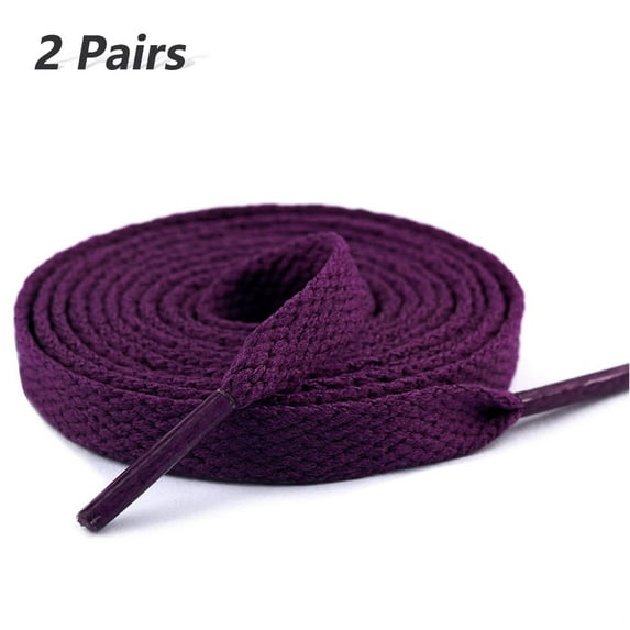 2 Pair Flat Shoe Laces for Sneakers, 29 Colors Shoelaces for Sneakers, Athletic Shoelaces in 6 Different Lengths, deep purple, 32" / 80cm