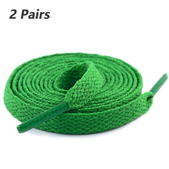 2 Pair Flat Shoe Laces for Sneakers, 29 Colors Shoelaces for Sneakers, Athletic Shoelaces in 6 Different Lengths, green, 32" / 80cm