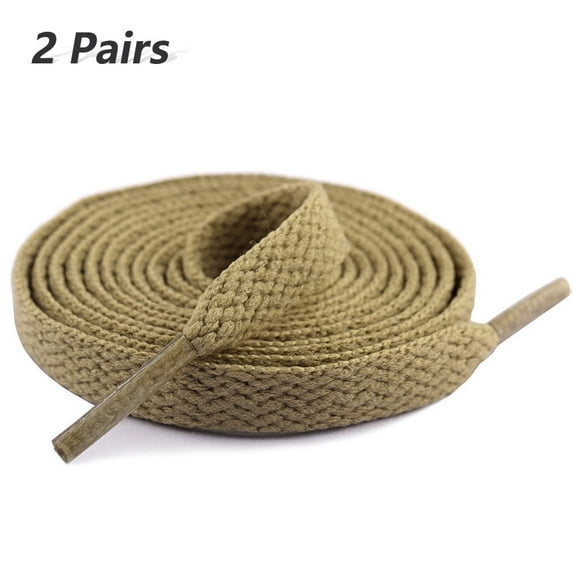 2 Pair Flat Shoe Laces for Sneakers, 29 Colors Shoelaces for Sneakers, Athletic Shoelaces in 6 Different Lengths, khaki, 47" / 120cm