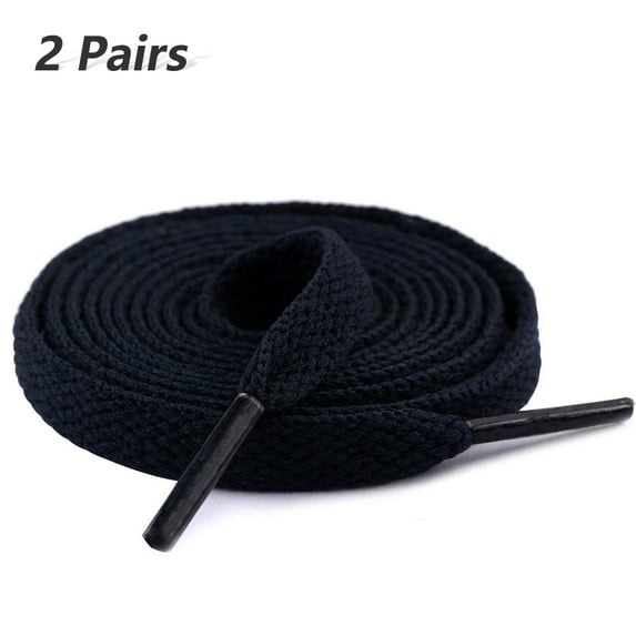 2 Pair Flat Shoe Laces for Sneakers, 29 Colors Shoelaces for Sneakers, Athletic Shoelaces in 6 Different Lengths, navy blue, 63" / 160cm
