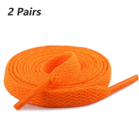 2 Pair Flat Shoe Laces for Sneakers, 29 Colors Shoelaces for Sneakers, Athletic Shoelaces in 6 Different Lengths, orange, 63" / 160cm