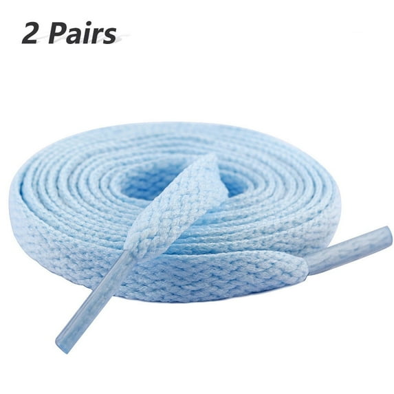 2 Pair Flat Shoe Laces for Sneakers, 29 Colors Shoelaces for Sneakers, Athletic Shoelaces in 6 Different Lengths, sky blue, 47" / 120cm