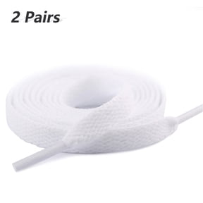 2 Pair Flat Shoe Laces for Sneakers, 29 Colors Shoelaces for Sneakers, Athletic Shoelaces in 6 Different Lengths, white, 39" / 100cm