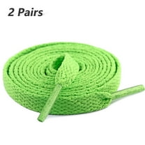 2 Pair Flat Shoe Laces for Sneakers, 29 Colors Shoelaces for Sneakers, Athletic Shoelaces in 6 Different Lengths, green, 63" / 160cm
