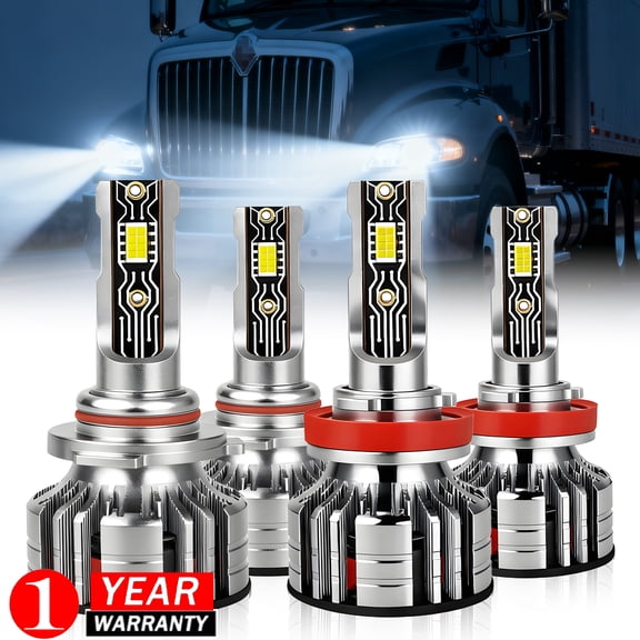 2 Pair For Kenworth T370 T660 T680 T880 Truck 2014-2020 LED Headlights Hi/Lo Bulbs Kit
