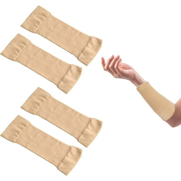 2 Pair Forearm Support Sleeves, Nude Color Arm Compression Sleeves, Arm Slimming Shaper Sunscreen Wrap Sleeve, Elastic Upper Arm Support Women Upper Arm Toneup, For Women Men And Girls Do Yoga