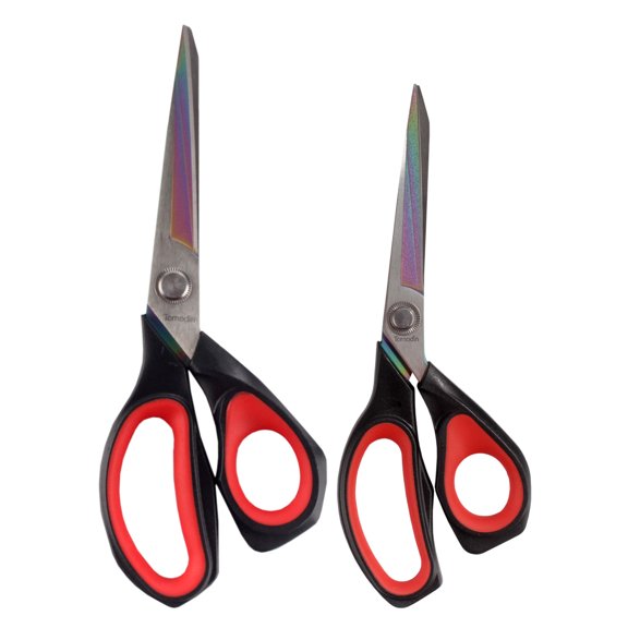 JubileeYarn Forged Titanium Fabric Shears Double Pack - 8.5" & 9.5" Black w/Red - 1 Set