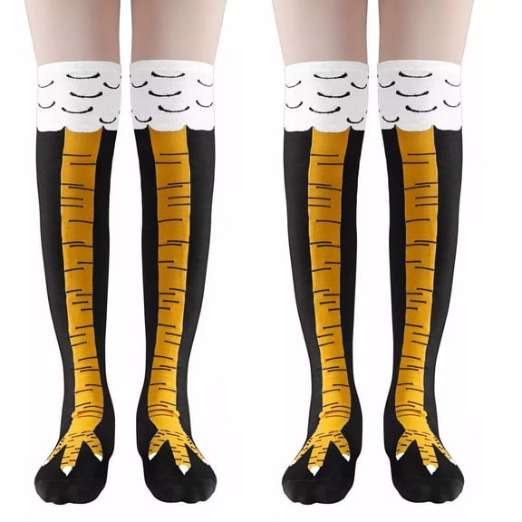 2 Pair Funny Chicken Legs Socks Knee-high Christmas Novelty Socks Party Gifts for Women and Kids