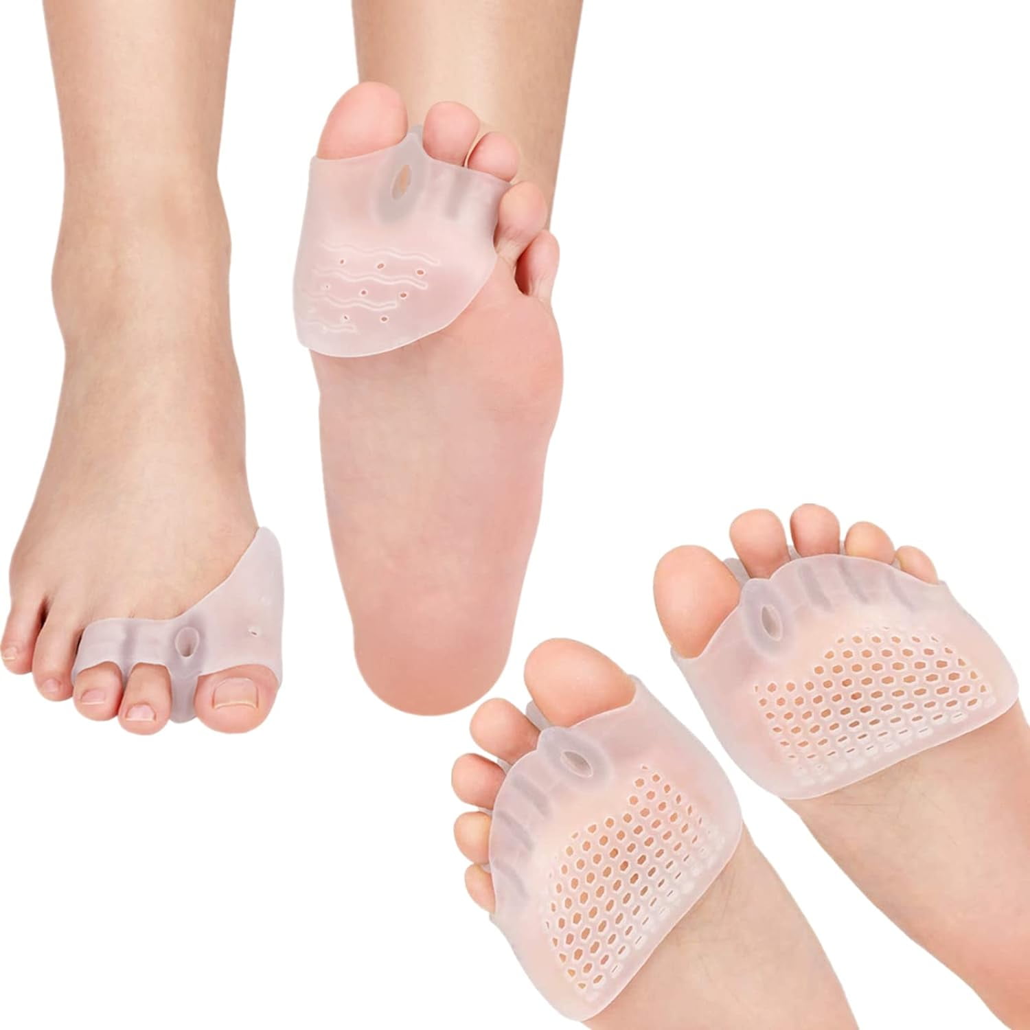 2 Pair Gel Toe Separator Metatarsal Pads Kit, Toe Stretcher Bunion