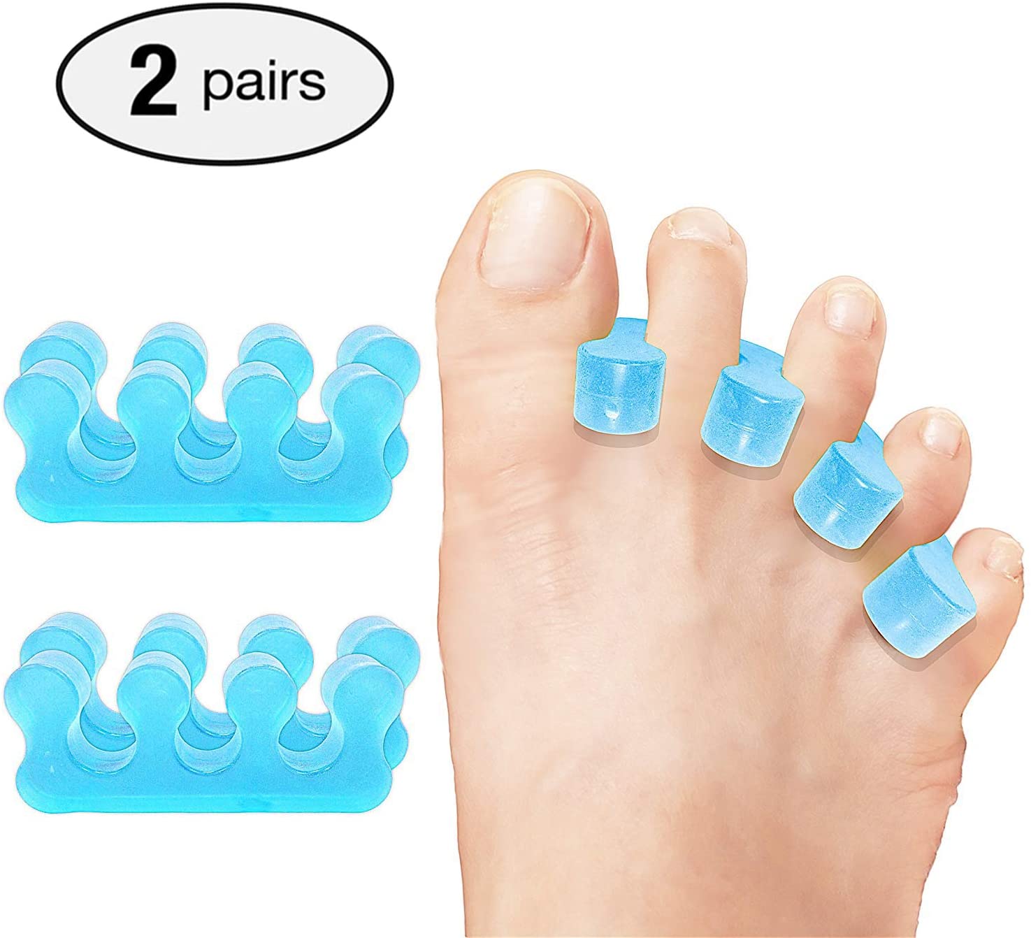 2 Pair Gel Toe Stretcher and Toe Separator for Relaxing Toes, Bunion Relief, Hammer Toe and more